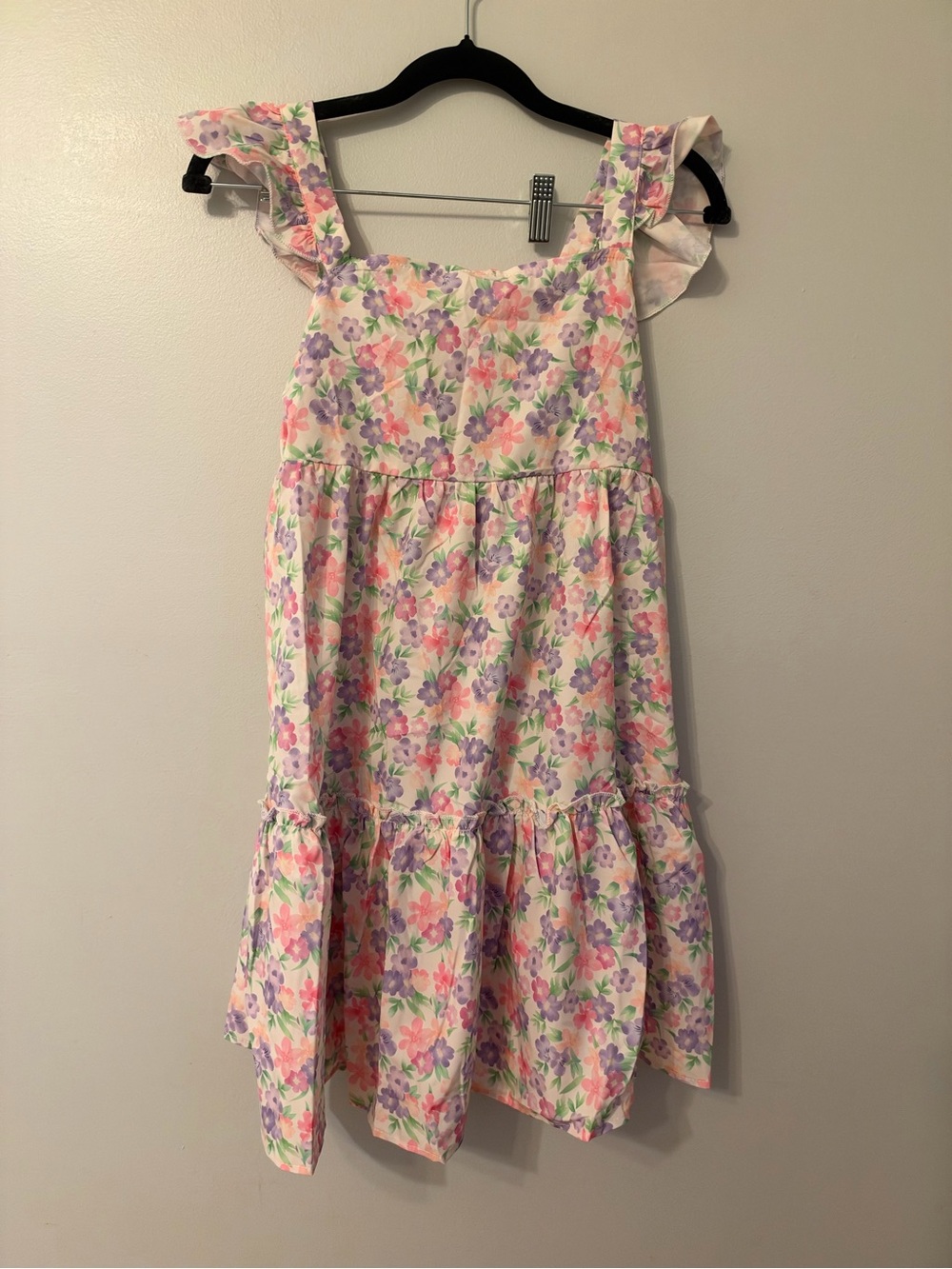 Grace Karin Floral Ruffle Strap Dress - Pink & Purple